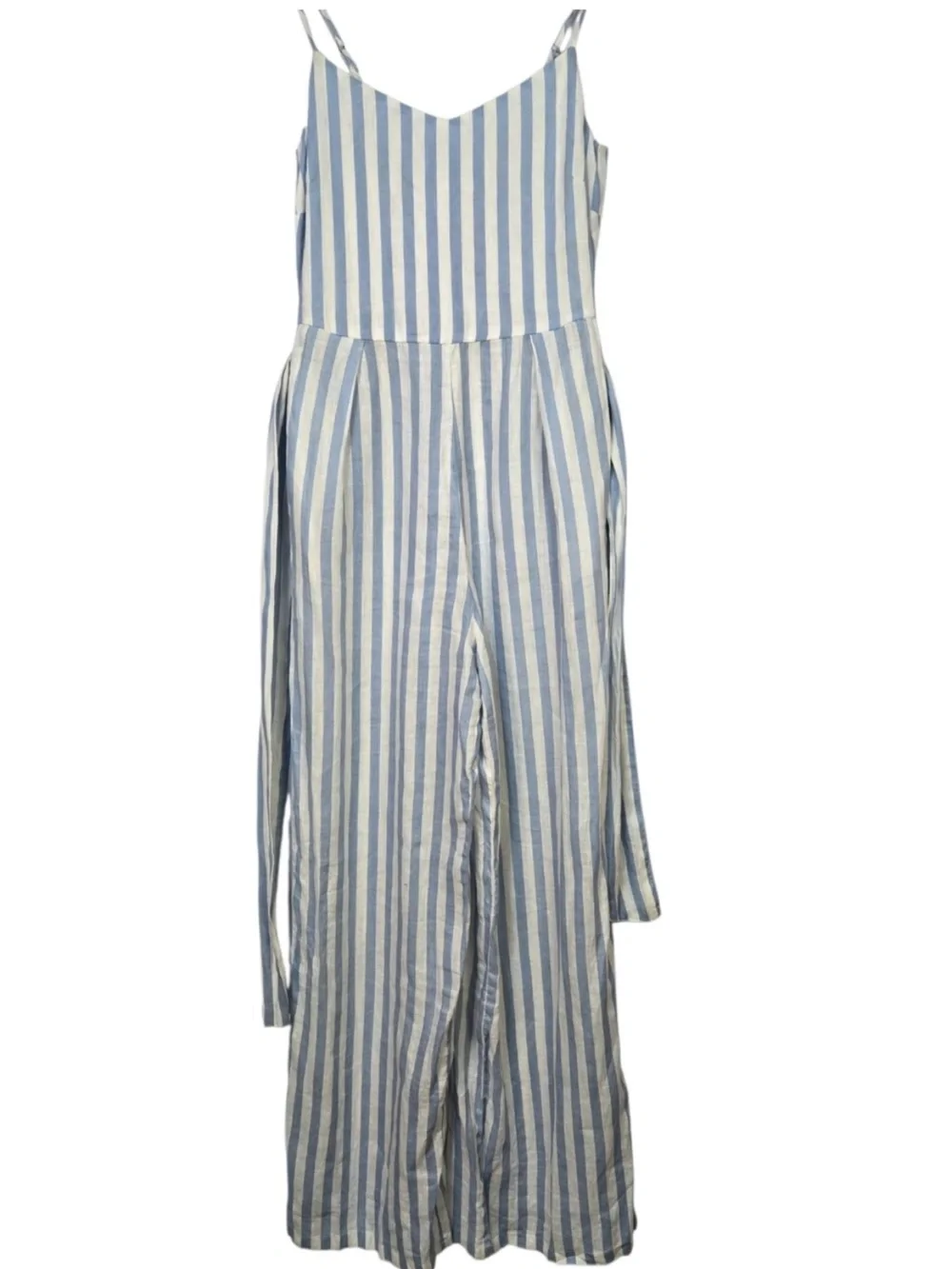 Mango casual  Blue & White Striped maxi Jumpsuit with tie waist